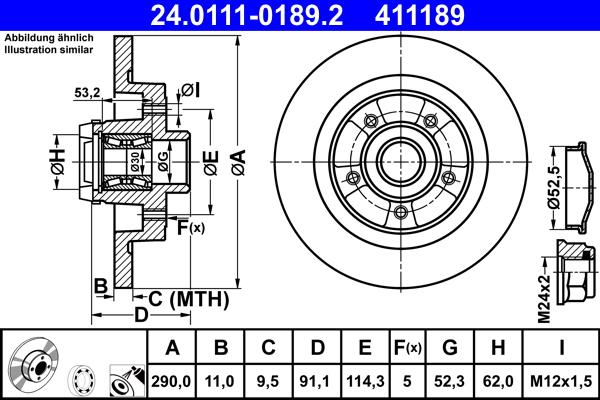 ATE 24.0111-0189.2 - Тормозной диск autosila-amz.com