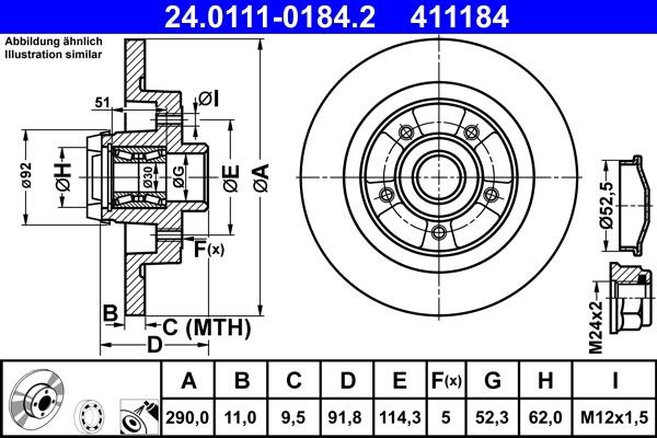 ATE 24.0111-0184.2 - Тормозной диск autosila-amz.com