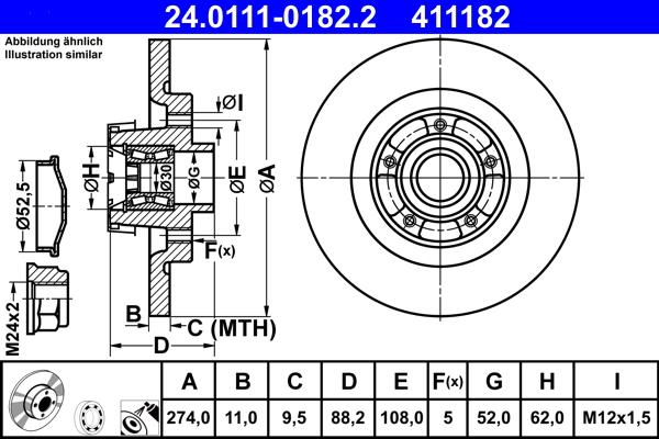 ATE 24.0111-0182.2 - Тормозной диск autosila-amz.com