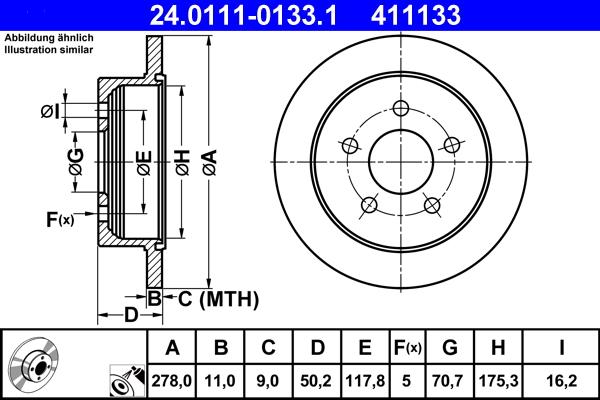 ATE 24.0111-0133.1 - Тормозной диск autosila-amz.com