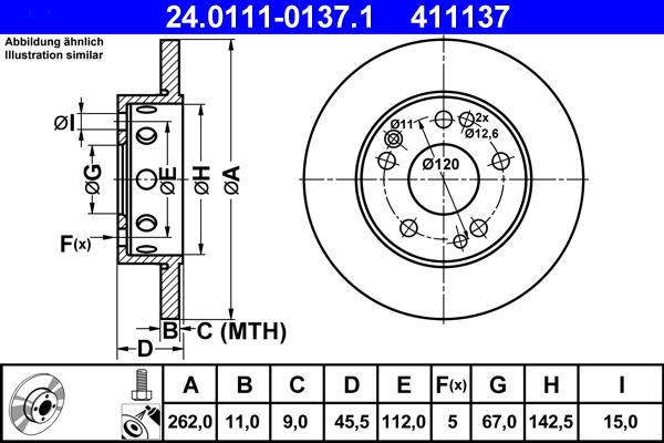 ATE 24.0111-0137.1 - Тормозной диск autosila-amz.com