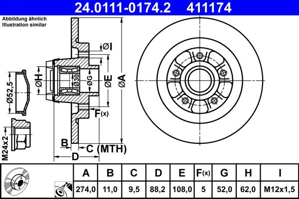 ATE 24.0111-0174.2 - Тормозной диск autosila-amz.com