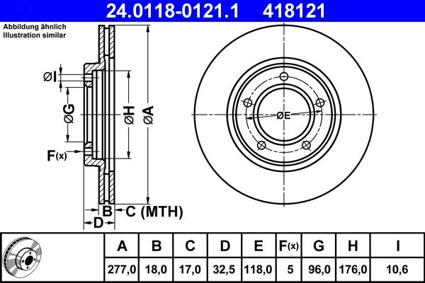 ATE 24.0118-0121.1 - Тормозной диск autosila-amz.com