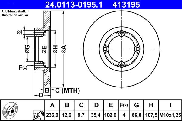 ATE 24.0113-0195.1 - Тормозной диск autosila-amz.com