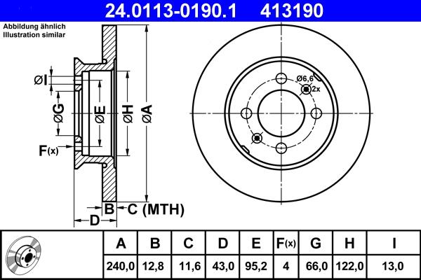 ATE 24.0113-0190.1 - Тормозной диск autosila-amz.com