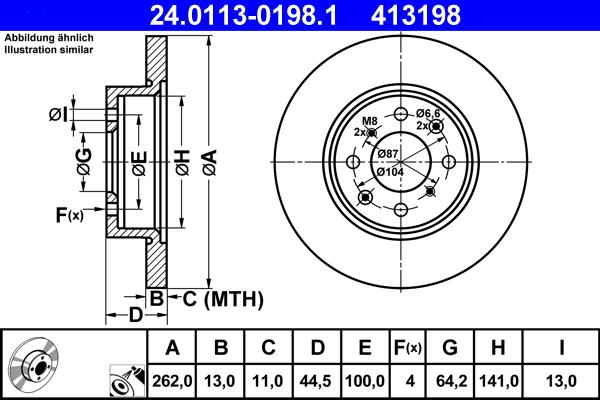 ATE 24.0113-0198.1 - Тормозной диск autosila-amz.com