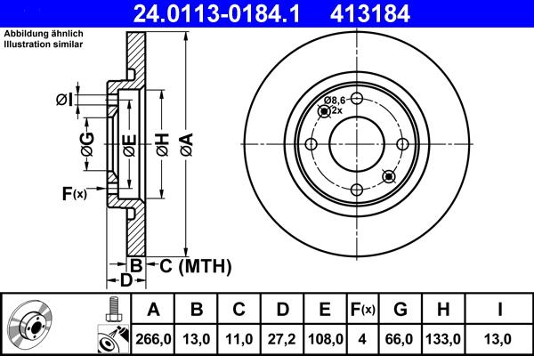 ATE 24.0113-0184.1 - Тормозной диск autosila-amz.com