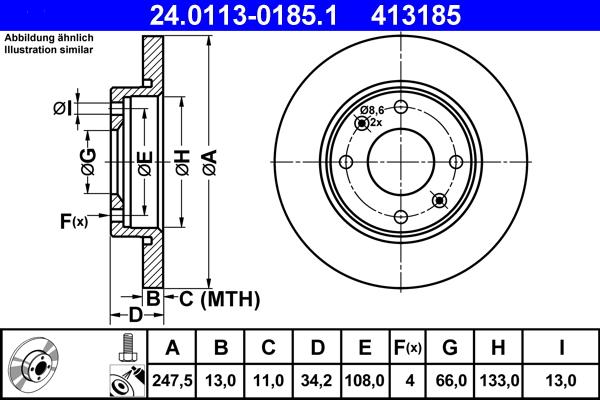 ATE 24.0113-0185.1 - Тормозной диск autosila-amz.com