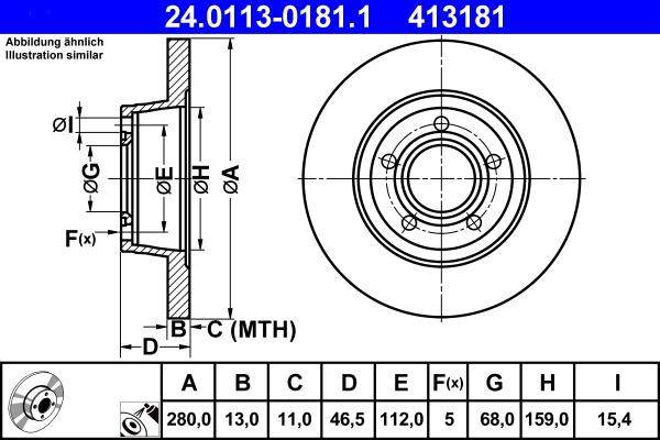 ATE 24.0113-0181.1 - Тормозной диск autosila-amz.com