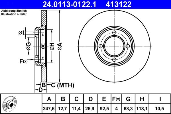 ATE 24.0113-0122.1 - Тормозной диск autosila-amz.com