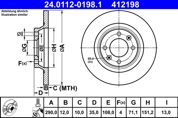 ATE 24.0112-0198.1 - Тормозной диск autosila-amz.com