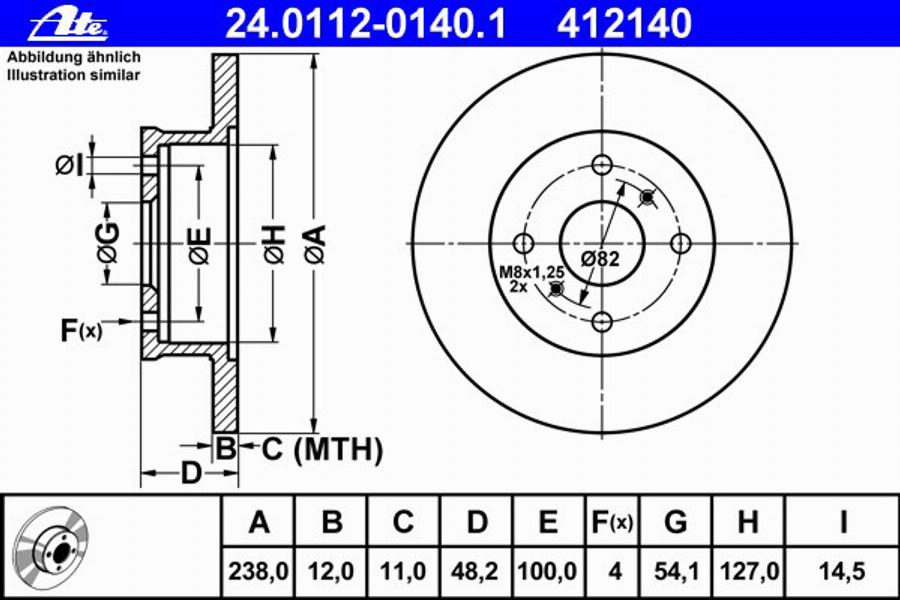 ATE 24 0112 0140 1 - Тормозной диск autosila-amz.com