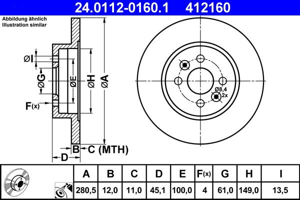 ATE 24.0112-0160.1 - Тормозной диск autosila-amz.com