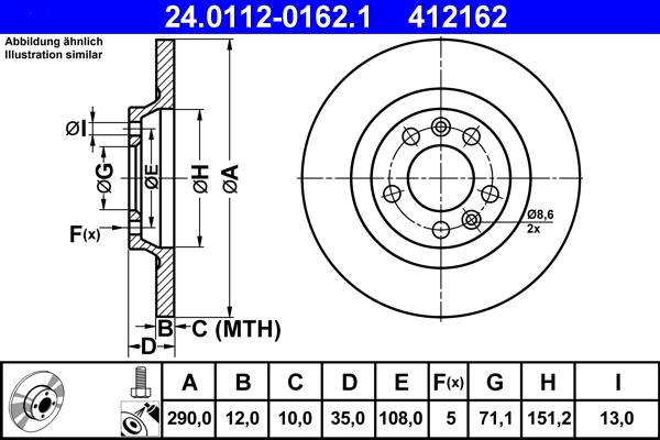 ATE 24.0112-0162.1 - Тормозной диск autosila-amz.com