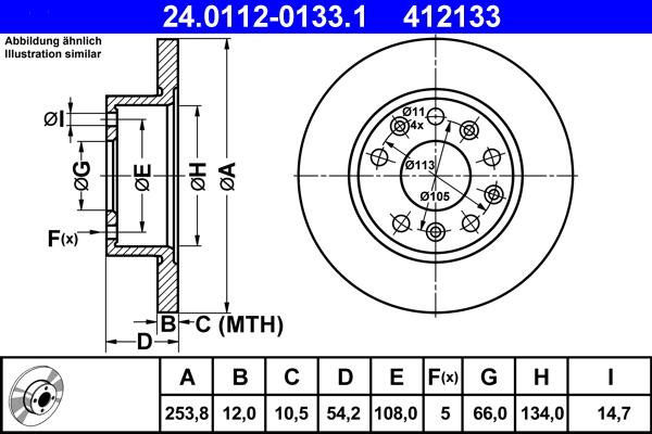 ATE 24.0112-0133.1 - Тормозной диск autosila-amz.com
