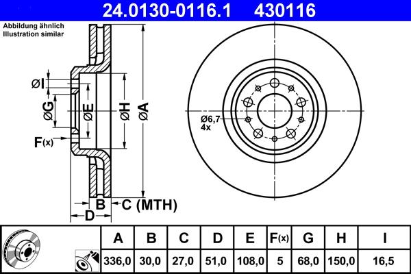 ATE 24.0130-0116.1 - 24.0130-0116.1 диск тормозной передний!\ Volvo XC 90 2.4/2.5T/D/3.0 02> autosila-amz.com