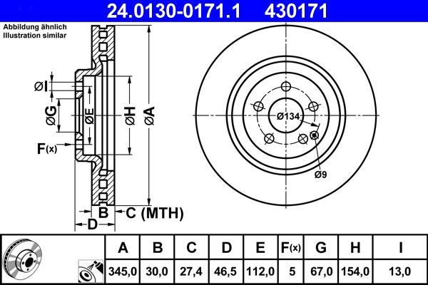 ATE 24.0130-0171.1 - Тормозной диск autosila-amz.com