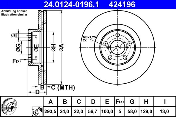 ATE 24.0124-0196.1 - Тормозной диск autosila-amz.com