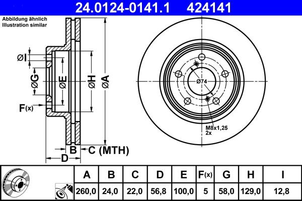 ATE 24.0124-0141.1 - Тормозной диск autosila-amz.com