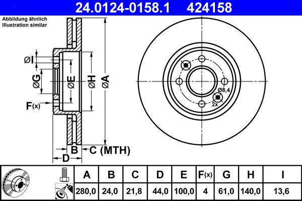 ATE 24.0124-0158.1 - Тормозной диск autosila-amz.com