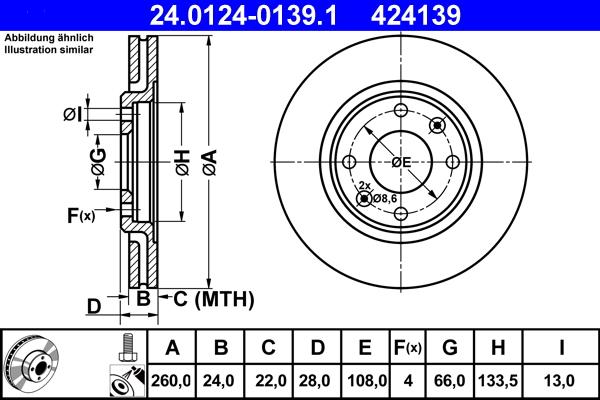 ATE 24.0124-0139.1 - Тормозной диск autosila-amz.com