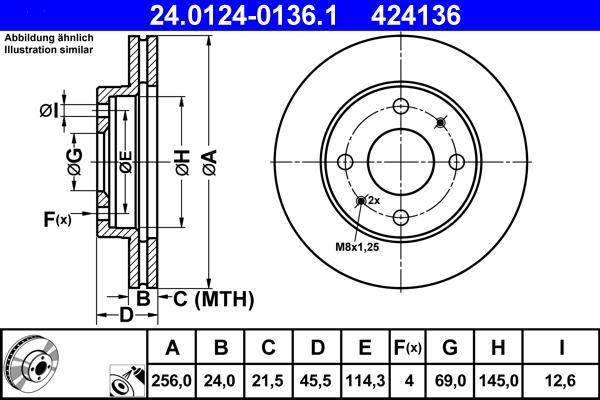 ATE 24.0124-0136.1 - Тормозной диск autosila-amz.com