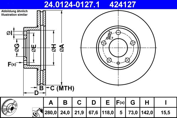 ATE 24.0124-0127.1 - Тормозной диск autosila-amz.com