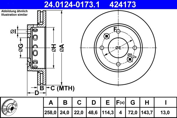 ATE 24.0124-0173.1 - Тормозной диск autosila-amz.com