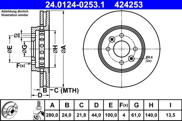 ATE 24.0124-0253.1 - Тормозной диск autosila-amz.com