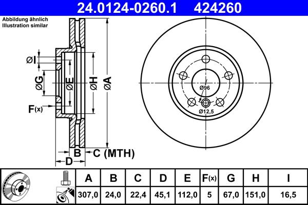 ATE 24.0124-0260.1 - Тормозной диск autosila-amz.com