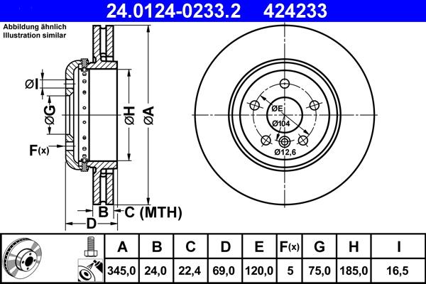 ATE 24.0124-0233.2 - Тормозной диск autosila-amz.com