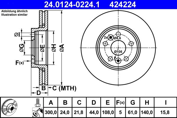 ATE 24.0124-0224.1 - Тормозной диск autosila-amz.com