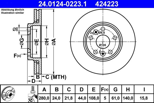 ATE 24.0124-0223.1 - Тормозной диск autosila-amz.com
