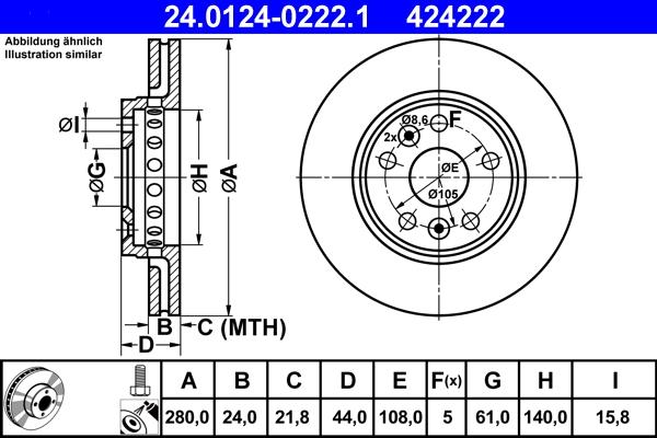 ATE 24.0124-0222.1 - Тормозной диск autosila-amz.com