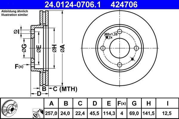 ATE 24.0124-0706.1 - Тормозной диск autosila-amz.com