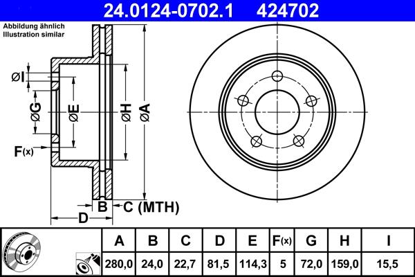 ATE 24.0124-0702.1 - Тормозной диск autosila-amz.com