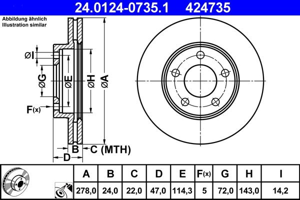 ATE 24.0124-0735.1 - Тормозной диск autosila-amz.com