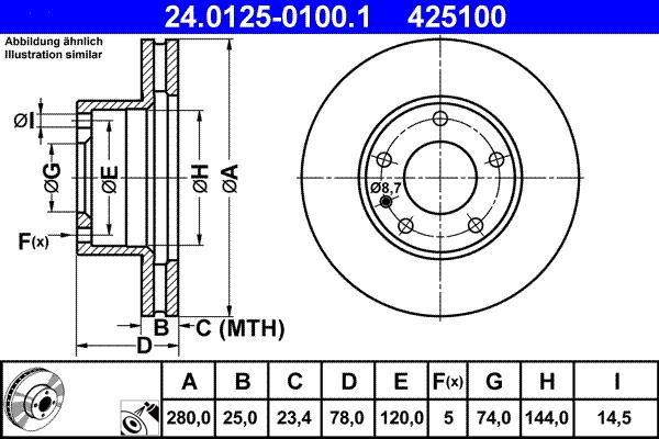 ATE 24.0125-0100.1 - Тормозной диск autosila-amz.com