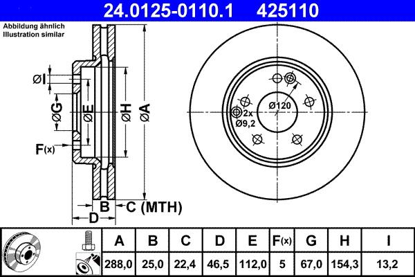 ATE 24.0125-0110.1 - Тормозной диск autosila-amz.com