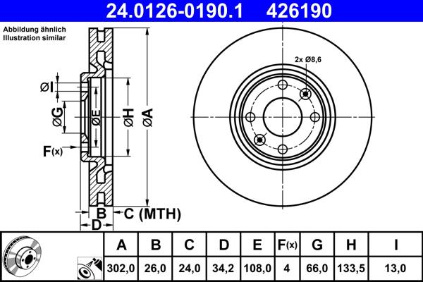 ATE 24.0126-0190.1 - Тормозной диск autosila-amz.com