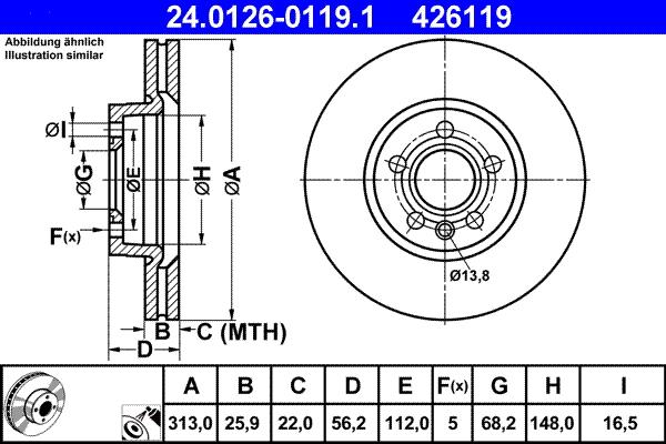 ATE 24.0126-0119.1 - Тормозной диск autosila-amz.com