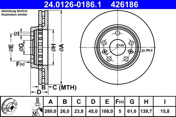 ATE 24.0126-0186.1 - Тормозной диск autosila-amz.com