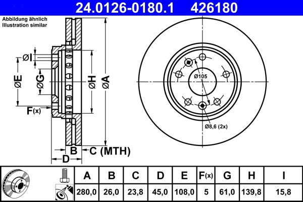 ATE 24.0126-0180.1 - Тормозной диск autosila-amz.com