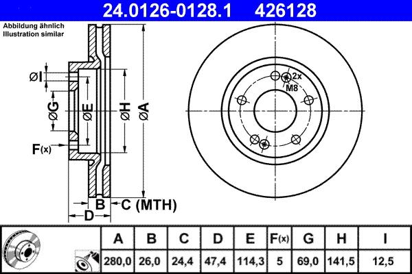 ATE 24.0126-0128.1 - Тормозной диск autosila-amz.com