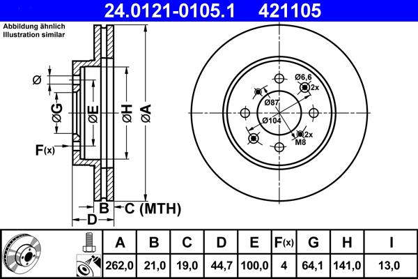 ATE 24.0121-0105.1 - Тормозной диск autosila-amz.com
