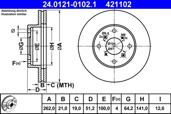 ATE 24.0121-0102.1 - Тормозной диск autosila-amz.com