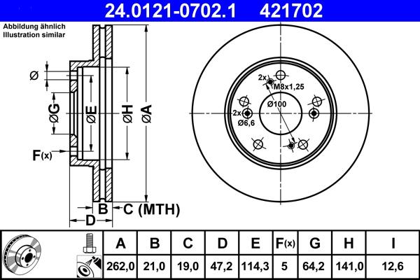 ATE 24.0121-0702.1 - Тормозной диск autosila-amz.com