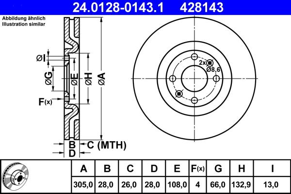 ATE 24.0128-0143.1 - Тормозной диск autosila-amz.com