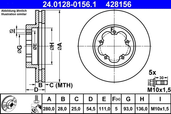 ATE 24.0128-0156.1 - Тормозной диск autosila-amz.com