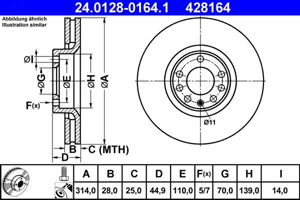 ATE 24.0128-0164.1 - Тормозной диск autosila-amz.com